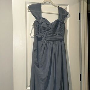 Azazie Light Blue Rouched Dress Worn Once
